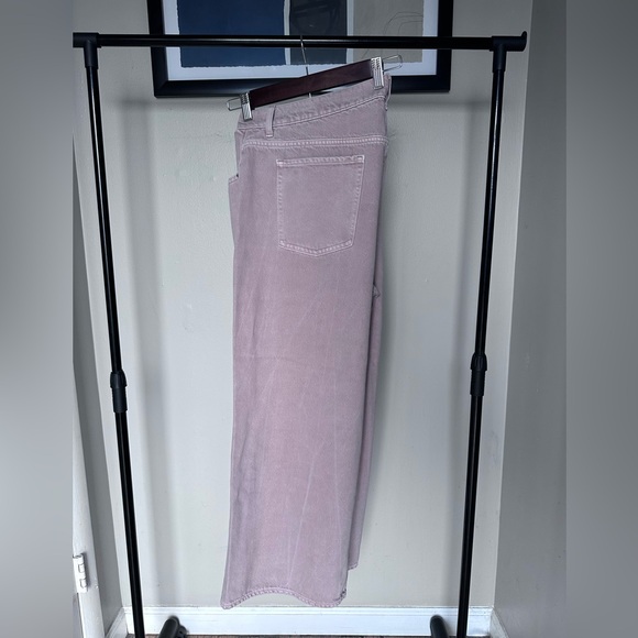 Old Navy Baggy Wide Leg Mid Rise Pink Jeans SZ 16 Petite Plus Size Denim - Picture 1 of 14